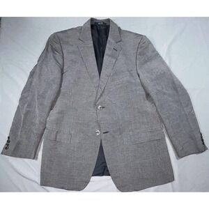 Zegna Blazer Mens 44 Gray Check City Two Button Suit Jacket Sport Coat Business